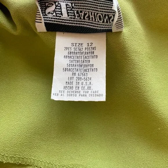 Vintage Lime Green Structured Blazer Satin Embellishment Twee Corpcore Jacket 12 - Picture 6 of 6